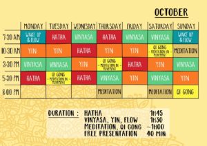 October Schedule House of Om Nusa Lembongan Yoga