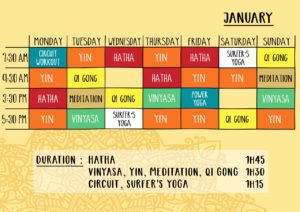 Schedule IIR Yoga House of OM January 2020
