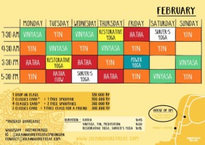 Schedule February 2020 House of Om Nusa Lembongan